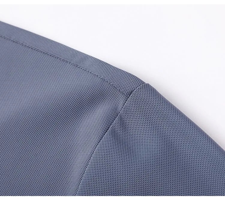 High quality wrinkle resistant ice silk short sleeve t-shirt men's summer Lapel loose casual solid color top high-end polo men
