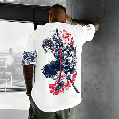 Camiseta Demon Slayer Anime Manga Curta Masculina Feminina Algodão Streetwear Casual Tops Verão Oversized Fashion Y2k Unissex