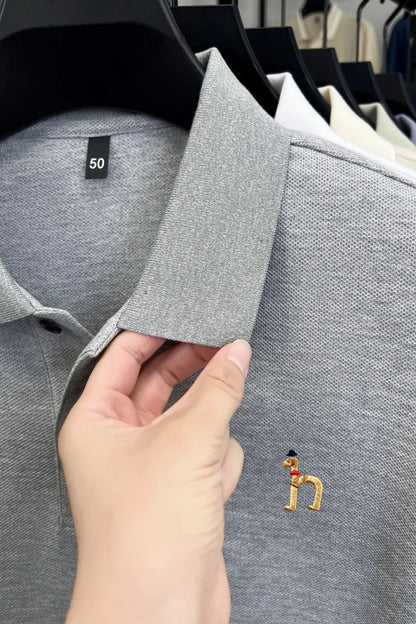 Original Brand Men's Polo Shirt 100 Cotton Lapel Dog Embroider Long Sleeve T-Shirt Autumn New Business Casual Handsome Men'swear