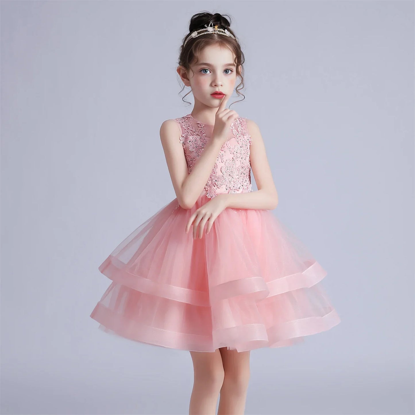 3-10 Years Baby Girls Princess Dress Summer Ball Gown Wedding Dress Piano Performance Costume Host Costume Children's Clothing
