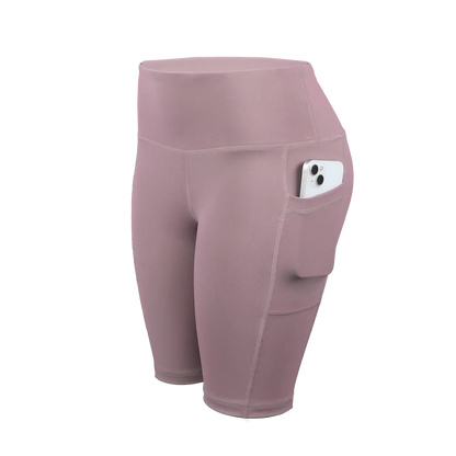 Women Solid Yoga Shorts with 3 Pockets High Waist Butt Lifting Workout Tights Gym Elastic Cycling Shorts Activewear