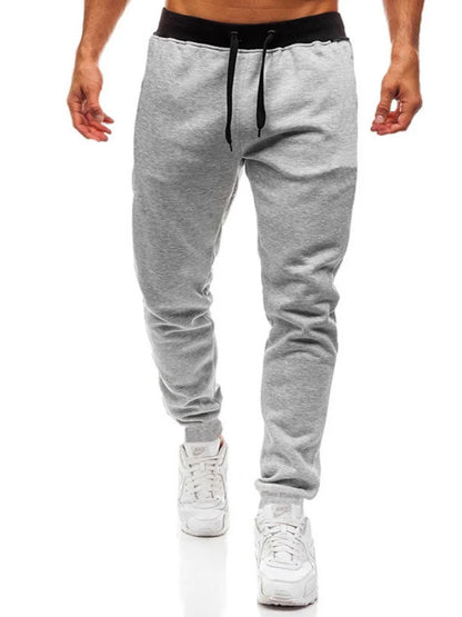 Men's casual elastic waistband drawstring sports pants, running exercise jogging pants, gym men's jogging sports pants