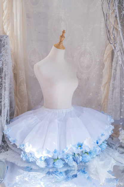 Flowers Crinoline Sweet Fairy Lolita 2024 Spring and Summer Bubble Skirt Gorgeous French Elegant Girl Women's Organza Midi Skirt