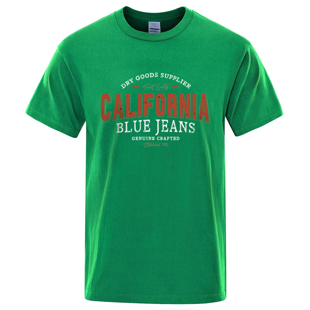 California Usa City Street Letter Pattern Print Men T Shirt Fashion Cotton T-Shirts Oversized Streetwear Summer Breathable Tops