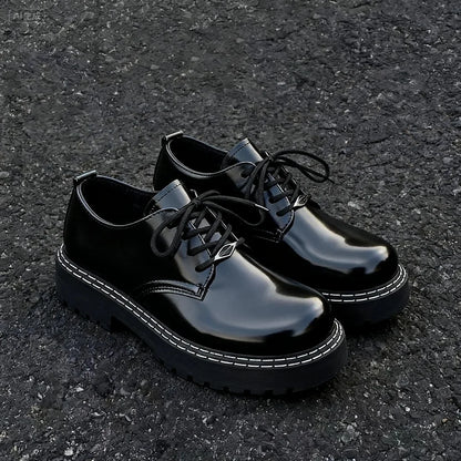 2025 new men's formal leather shoes, black shiny leather