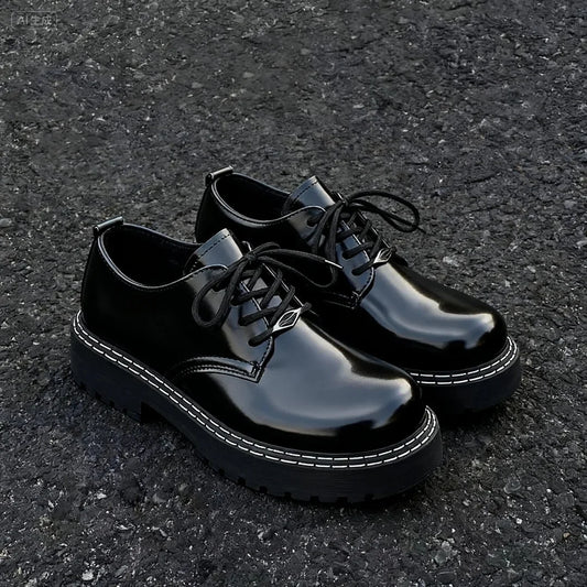 2025 new men's formal leather shoes, black shiny leather