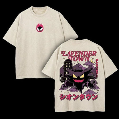 2026 Anime Washed Vintage Summer Gengar Short Sleeve Tee Graphic T-Shirt Man Women Cosplay Casual Tops Y2k Streetwear