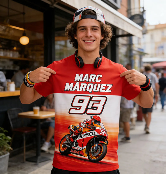 Honda 93 Racing Car Repsol Motogp Legendary Driver Peripheral Short Sleeved Quick Drying Breathable Men's Round Neck T-Shirt