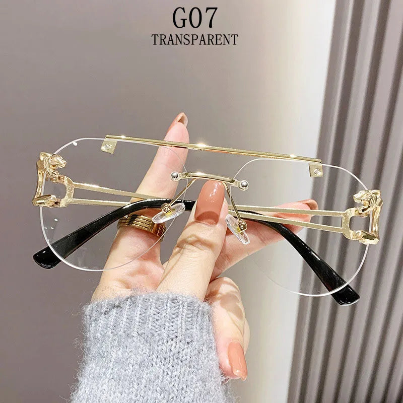 Rimless Designer Sunglasses Women Trendy Luxe Fashion Sunglasses Men