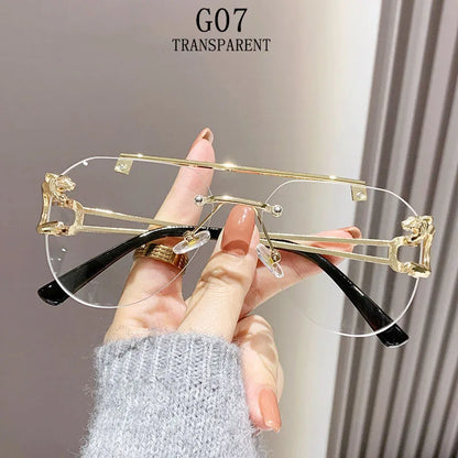 Rimless Designer Sunglasses Women Trendy Luxe Fashion Sunglasses Men