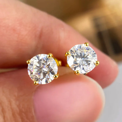 Real 0.2CT-3CT D Color Moissanite Four Claws Stud Earrings For Women Top Quality 100% 925 Sterling Silver Wedding Jewelry