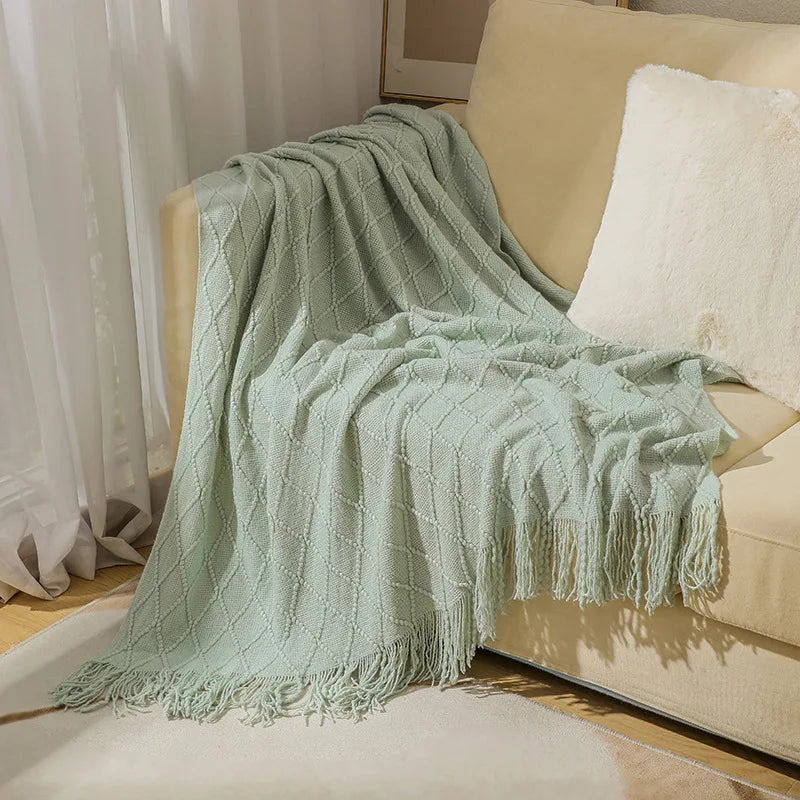 Aesthetic Nordic Plaid Knitted Throw Thread Blankets on the Bed Sofa Throw Travel TV Nap Blankets Soft Towel Bed Plaid Tapestry