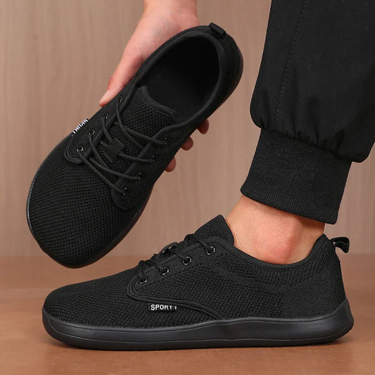 Tênis Esportivo de Malha Exclusivo Flexível de Bico Largo Respirável Minimalista para Caminhada Atividades ao Ar Livre Tênis Masculino Dobrável