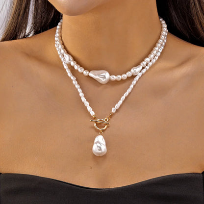 Classic Pendant Necklace for Women Micro Zircon Turkish Lucky Evil Eyes Palm Cross Pearl Multilayer Metal Chain Choker Jewelry