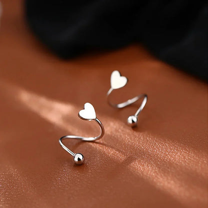 Genuine 925 Sterling Silver Fashion Jewelry New Spiral Heart Star Stud Earrings For Women XY0247