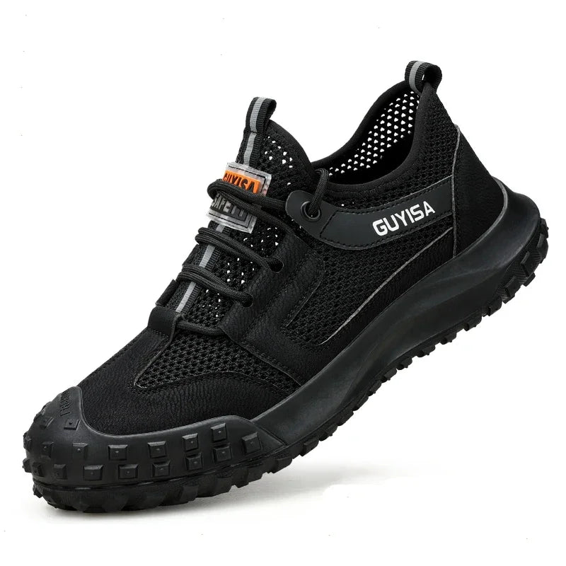 Mens Fashion Breathable Steel Toe Cap Working Shoes Summer Worker Safety Sneakers Brand Designer Security Boots Protect Footwear