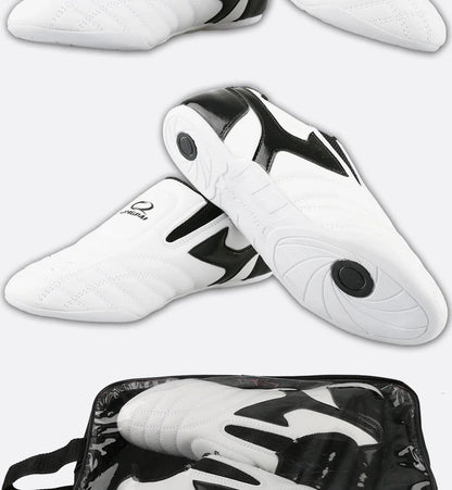 White Breathable Taekwondo Shoes Karate Kung Fu Wrestling Martial Arts Shoes Adults Child Non-slip Soft Oxford Soles Sneakers
