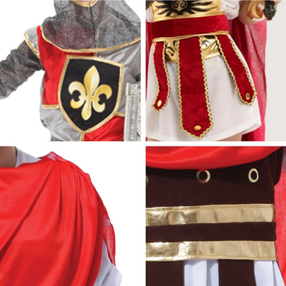 Children's Knight Costume Cosplay Performance Dress Party European Knight Armor Medieval Royal Castle Defender Armor