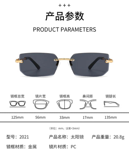 Fashion Rimless Rectangle Sunglasses Popular Women Men Shades Small Square Sun Glasses For Female Male Summer Traveling glasses