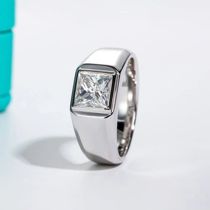 2ct  Princess Cut D Color Moissanite Engagement Men Ring Gold Plated S925 Silver Luxury Rings For Men Jewelry Wholesale