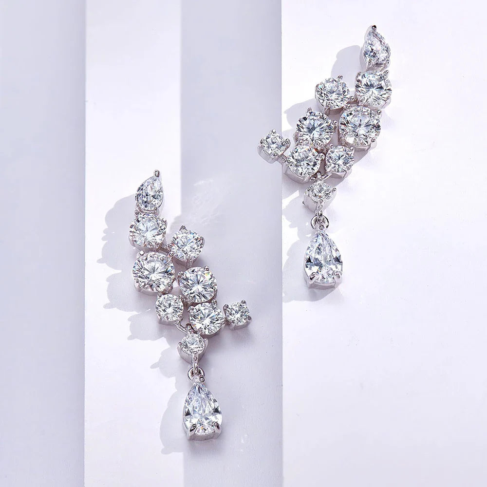 Moissanite Drop Earrings with Certificate 100% 925 Sterling Silver Plated 18k Gold Water Drop Pear Cut Diamond Earring Jewelry