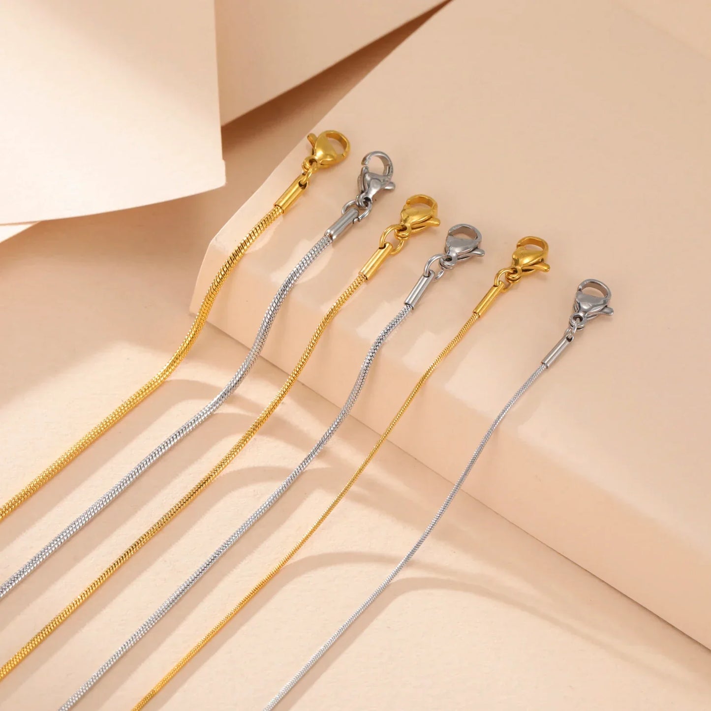 Stainless Steel Gold Color Round Snake Chain Necklace Women Men Long Neck Chains Trendy Punk Jewelry Gift Wholesale