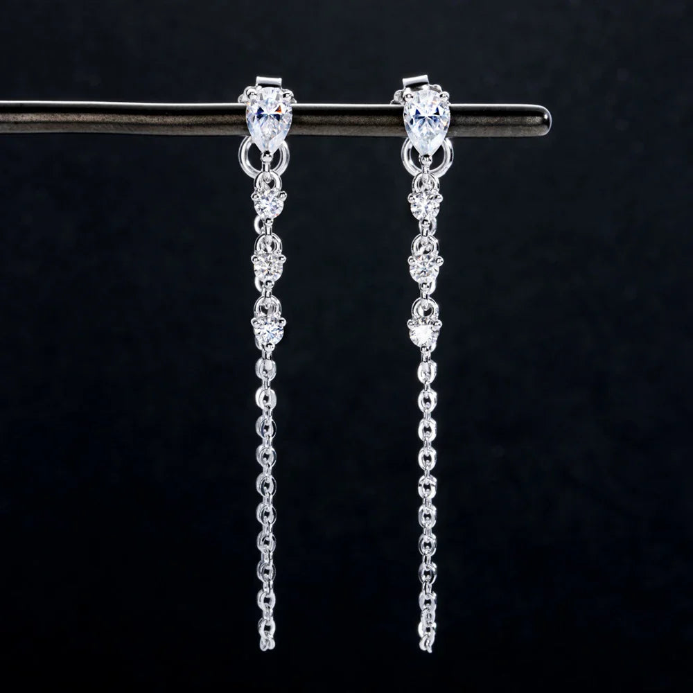 Pear Cut Moissanite Earrings for Women GRA Certified Diamond Pendant Tassel Earring Solid s925 Silver Dainty Ear Ring