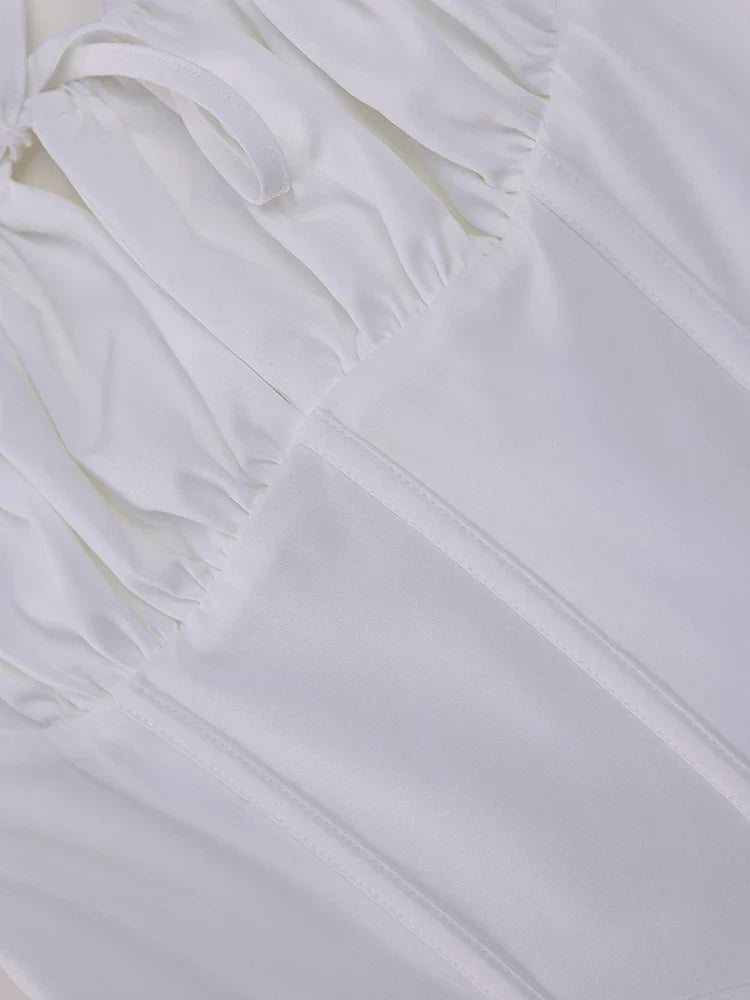 Summer Sweet Solid Sleeveless Long Dress Women Fashion Bandage Camisole Dresses Padded Boned Robe Elegant Party Vestidos