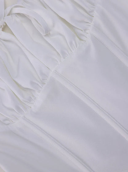 Summer Sweet Solid Sleeveless Long Dress Women Fashion Bandage Camisole Dresses Padded Boned Robe Elegant Party Vestidos