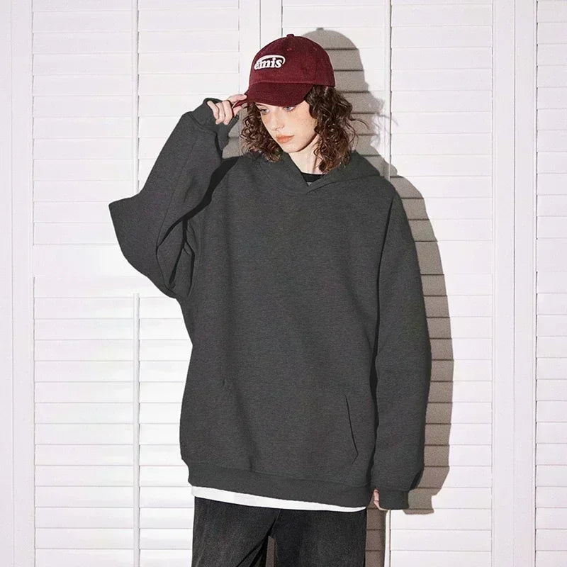 Khaki Hoodie Men Women Anime Character Print Pullover with Japanese Kanji Sleeve Design and Chest Logo Casual
