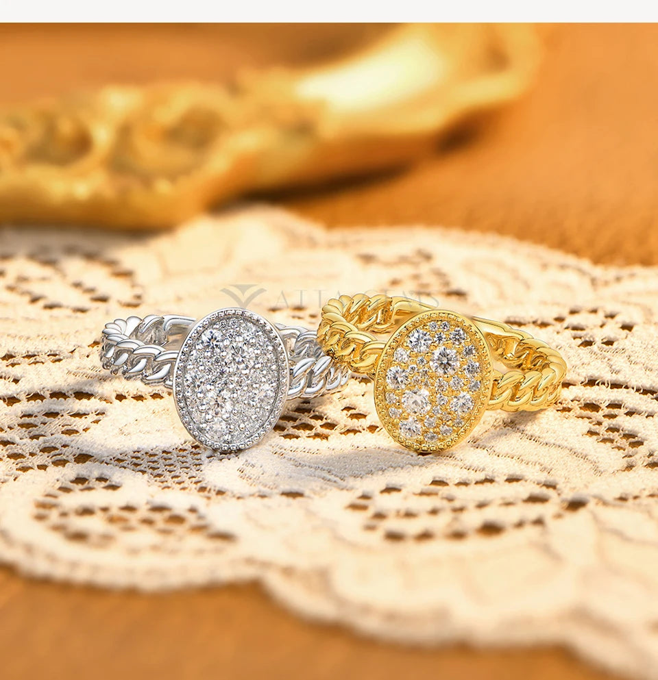 New Original Full Moissanite Rings for Women s925 Sterling Silver Ring  Fried Dough Twists Light Luxury Wedding Jewelry