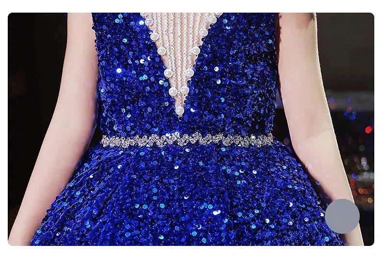 Princess Dress Sequin Evening Weddings Long Dresses Elegant Formal Ball Gown For Girls Birthday Gift 1-14Y