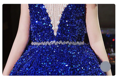 Princess Dress Sequin Evening Weddings Long Dresses Elegant Formal Ball Gown For Girls Birthday Gift 1-14Y