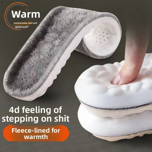 Thickened Cashmere-Like 4D Cloud Insole - Fleece-Lined Warm Comfortable Breathable Moisture-Wicking & Odor-Resistant