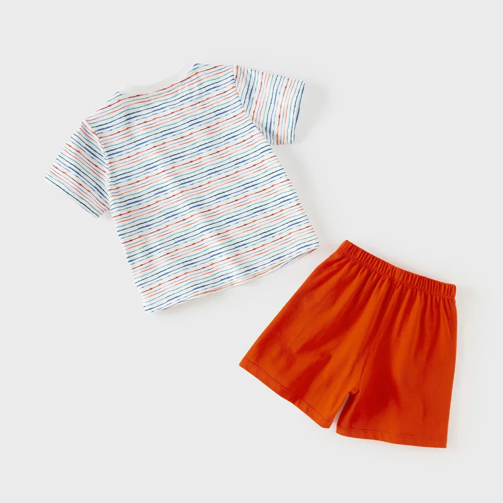Boys Summer T-shirt 2PCS Set Childern Short Sleeve Top+Shorts Suits Kids Clothing Casual Trousers Pullover DB2262036