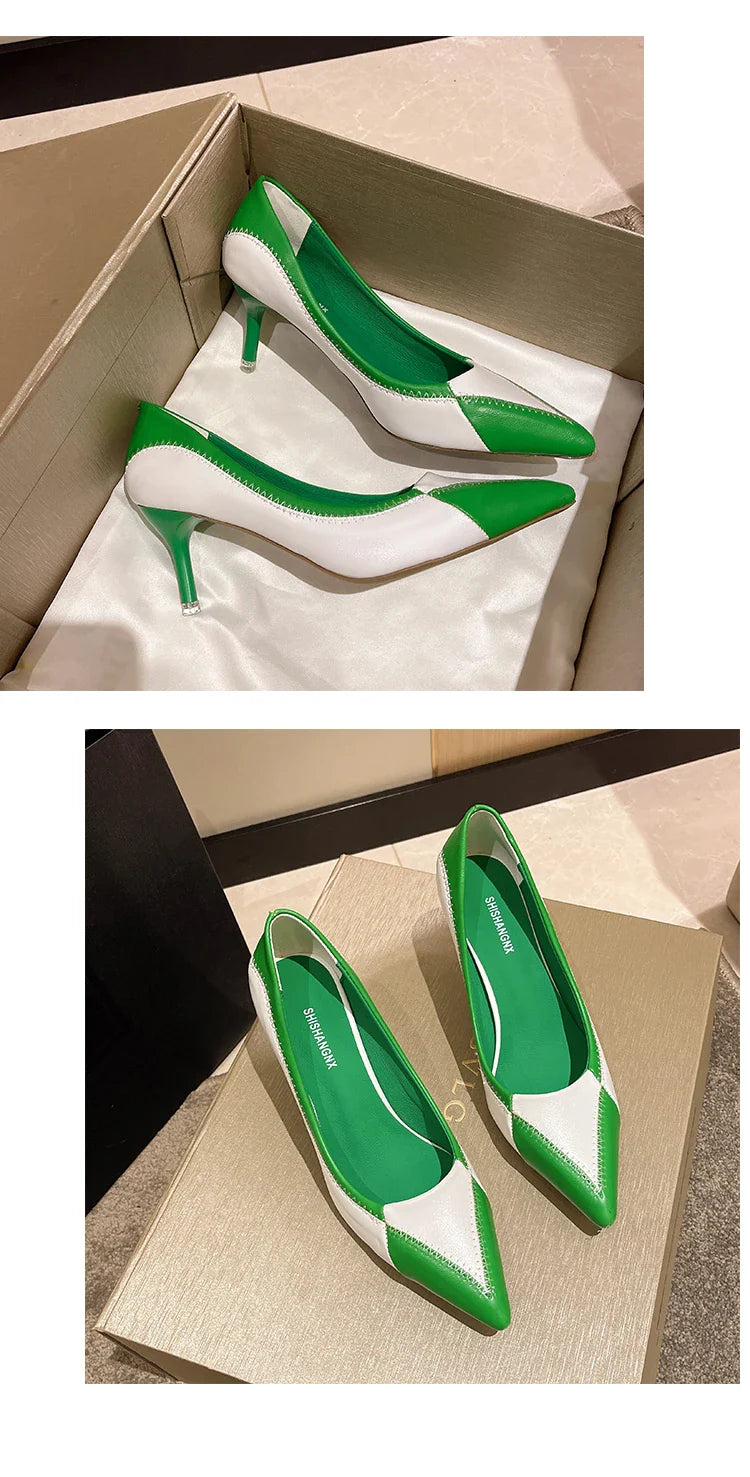 Verão Novas Sandálias Femininas de Bico Fino com Salto Agulha Sapatos Femininos de Salto Alto para Banquetes e Festas Sapatos de Casamento da Moda Scarpins 6,5-9cm