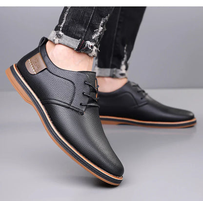 Men's Casual Business Leather Shoes Men Fashion Lace-up Derby Shoe Mens Light Comfortable Outdoor Driving Flats