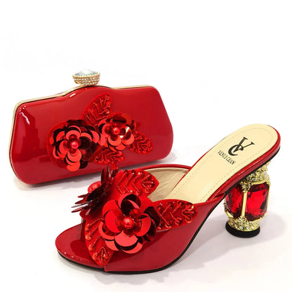 Arican Nova Chegada, Conjunto de Sapatos e Bolsas Femininos Estilo Italiano de Banda Estreita e Tiras Cruzadas na Cor Dourada para Festa