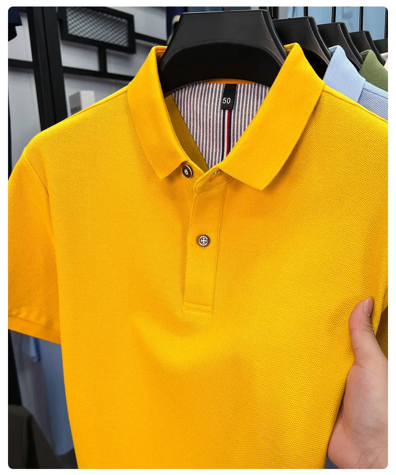 100% cotton short sleeve polo shirt comfortable lightweight high-end brand fashionable simple summer men's casual lapel T-shirt