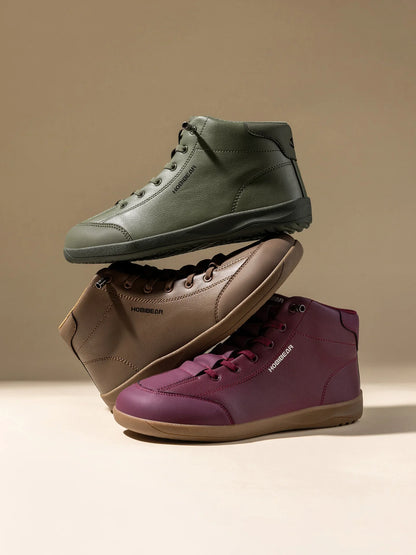Mid-Top Barefoot Shoes Unisex Wide Toe Minimalist Ankle Boots Artificial Leather Outdoor Non-Slip Sneaker
