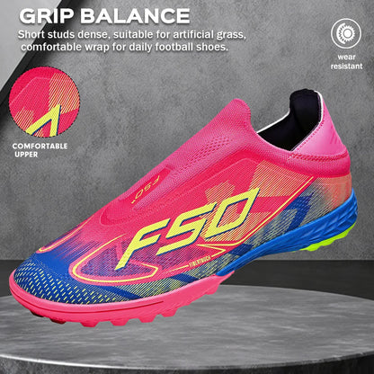 Professional TF Soccer Boots Unisex Youth Adult PU Fabric Upper Rubber Sole Non-slip Training Cleats