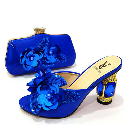 Arican Nova Chegada, Conjunto de Sapatos e Bolsas Femininos Estilo Italiano de Banda Estreita e Tiras Cruzadas na Cor Dourada para Festa