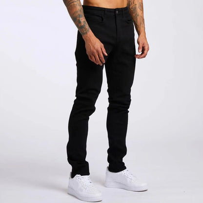 1pc men's elastic daily travel American street, regular banana pants jeans