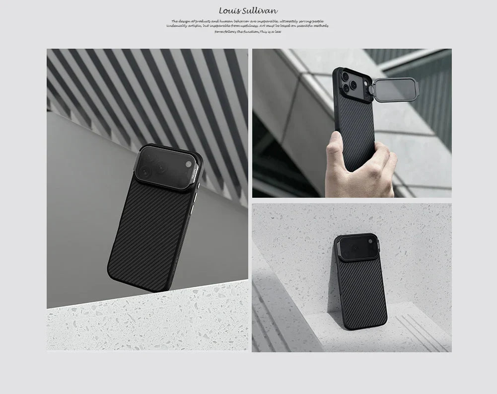 For iPhone 17 Pro Max / 17 Pro case CarboProp Fiber Magnetic Adapt Translucent Black Camera Cover Lens Back Cover Protection