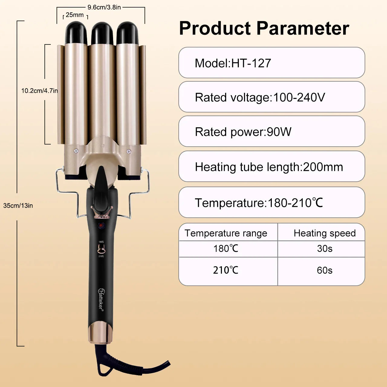 25MM Curling Iron Egg-Shaped Salon Professional Constant Temperature Hair Protection Negative Ion Big Wave