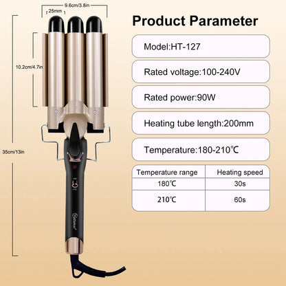 25MM Curling Iron Egg-Shaped Salon Professional Constant Temperature Hair Protection Negative Ion Big Wave