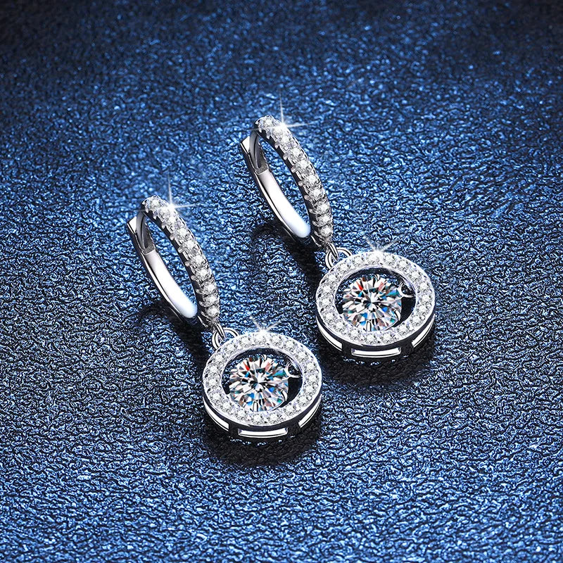 Real Moissanite Jewelry Set 925 Sterling Silver Sparking Beating Heart Diamond Pendants Necklace Hoop Earrings For Women Gift