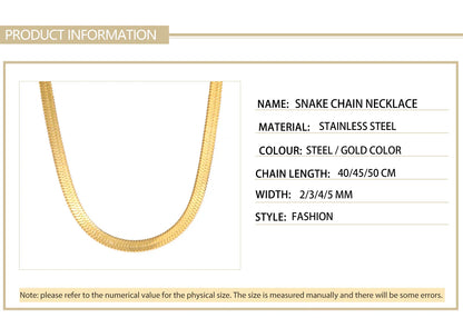Stainless Steel Snake Chain Necklace for Women Men Gold Color Herringbone Choker Neck Chains 2026 Trend Jewelry Gift Hot