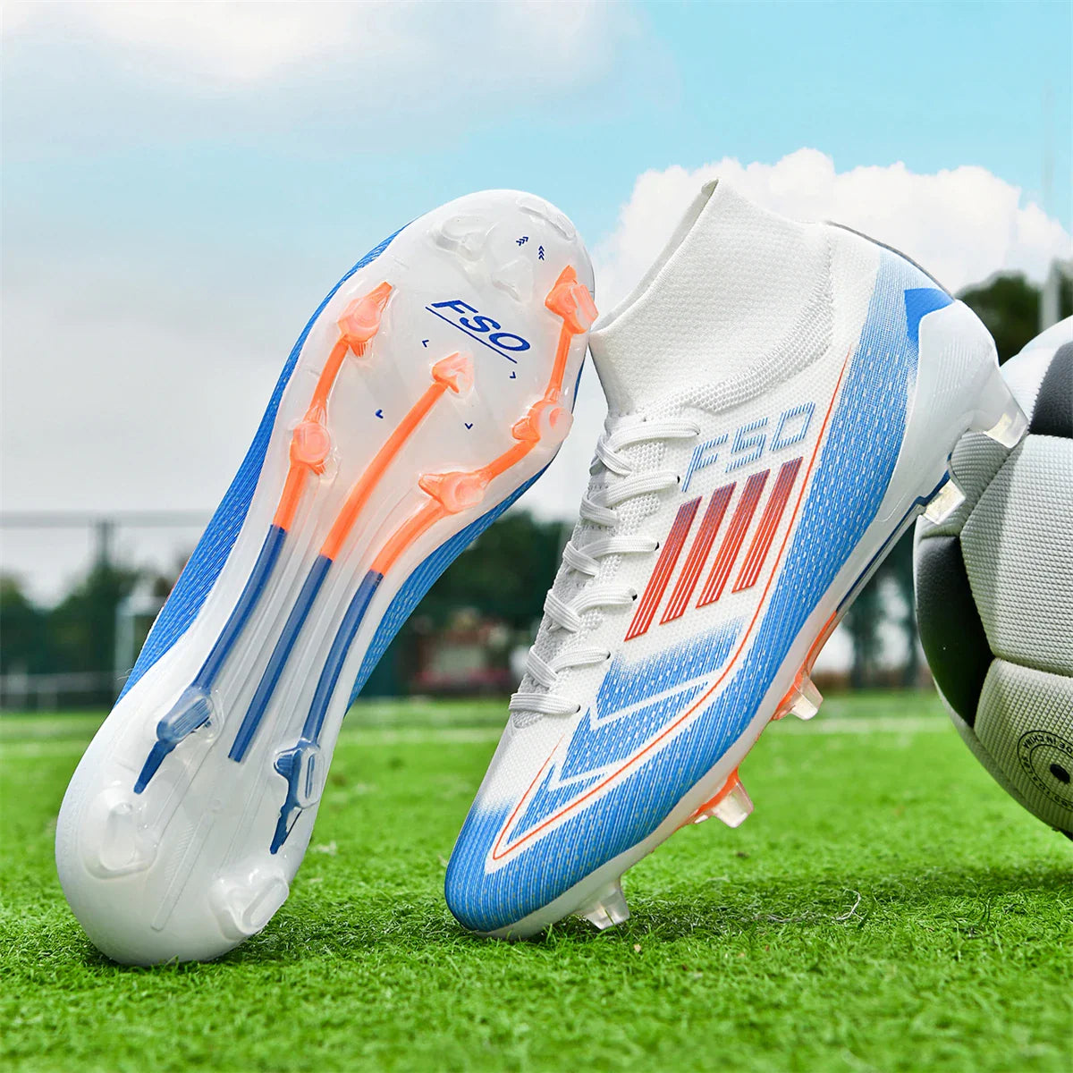 New Men Soccer Shoes Boys Breathable Sport Football Boots Outdoor Cleats Adult Long Spikes Training Non Slip Match Comfortable