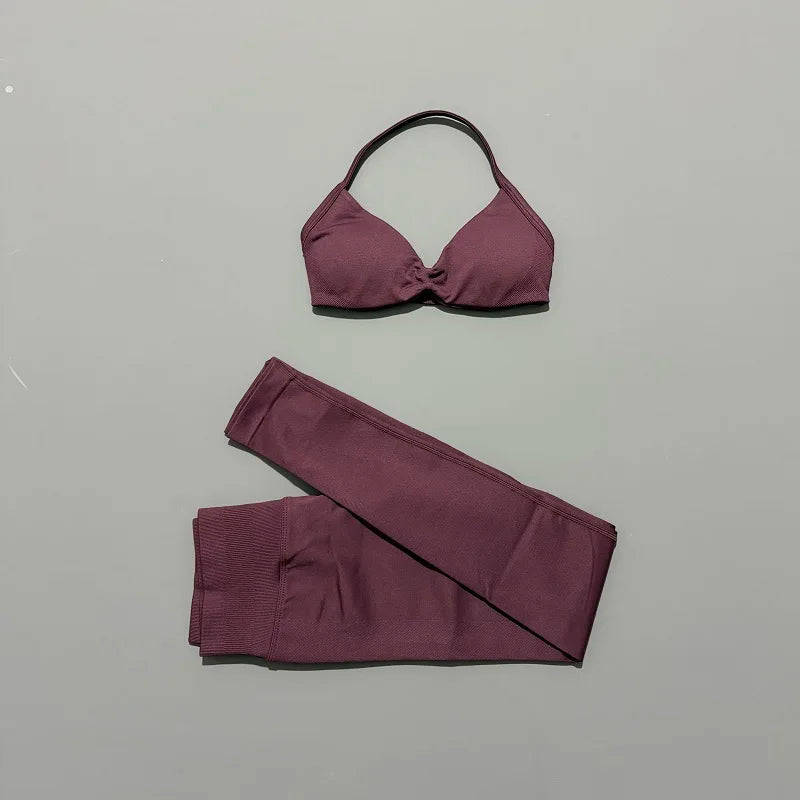 2 Piece Yoga Clothes Women Tracksuit Athletic Wear Pilates Fitness Suit Gym Workout Push Up Clothes Sports Bra Leggings Suit